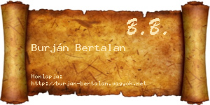 Burján Bertalan névjegykártya